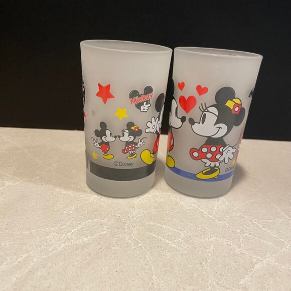Vintage Frosted Mickey and Minnie mouse drinking glasses collectible Disney - Picture 11 of 12